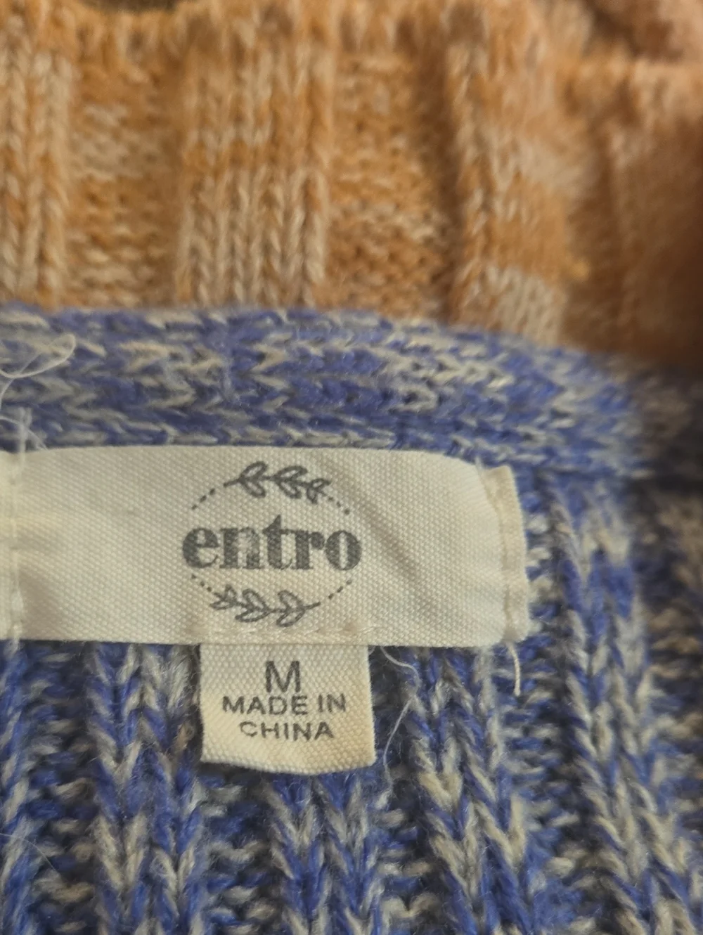 entro Colorblock Ribbed Crewneck Sweater in Blue, Pink & Tan